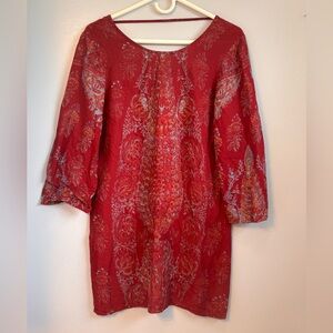 Billabong Burgundy and Orange Printed Tunic Sz Lg